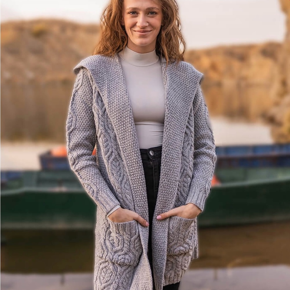 SAOL 100% Merino Wool Irish Cardigan for Women's